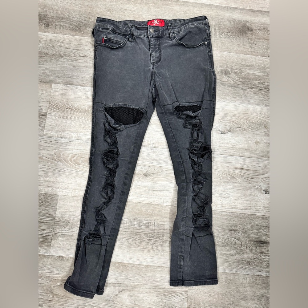 Royal Bones Black Skinny Distressed Jeans